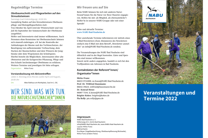 Jahresprogramm 2022 des NABU Bad Nauheim